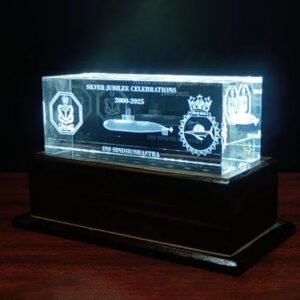 3d crystal cube wth light base - CCT003