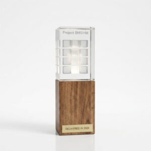 Crystal Cube With 3d Engraved Trophy - CCT006